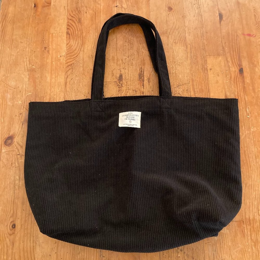 NWOT Sezane Black Corduroy Tote